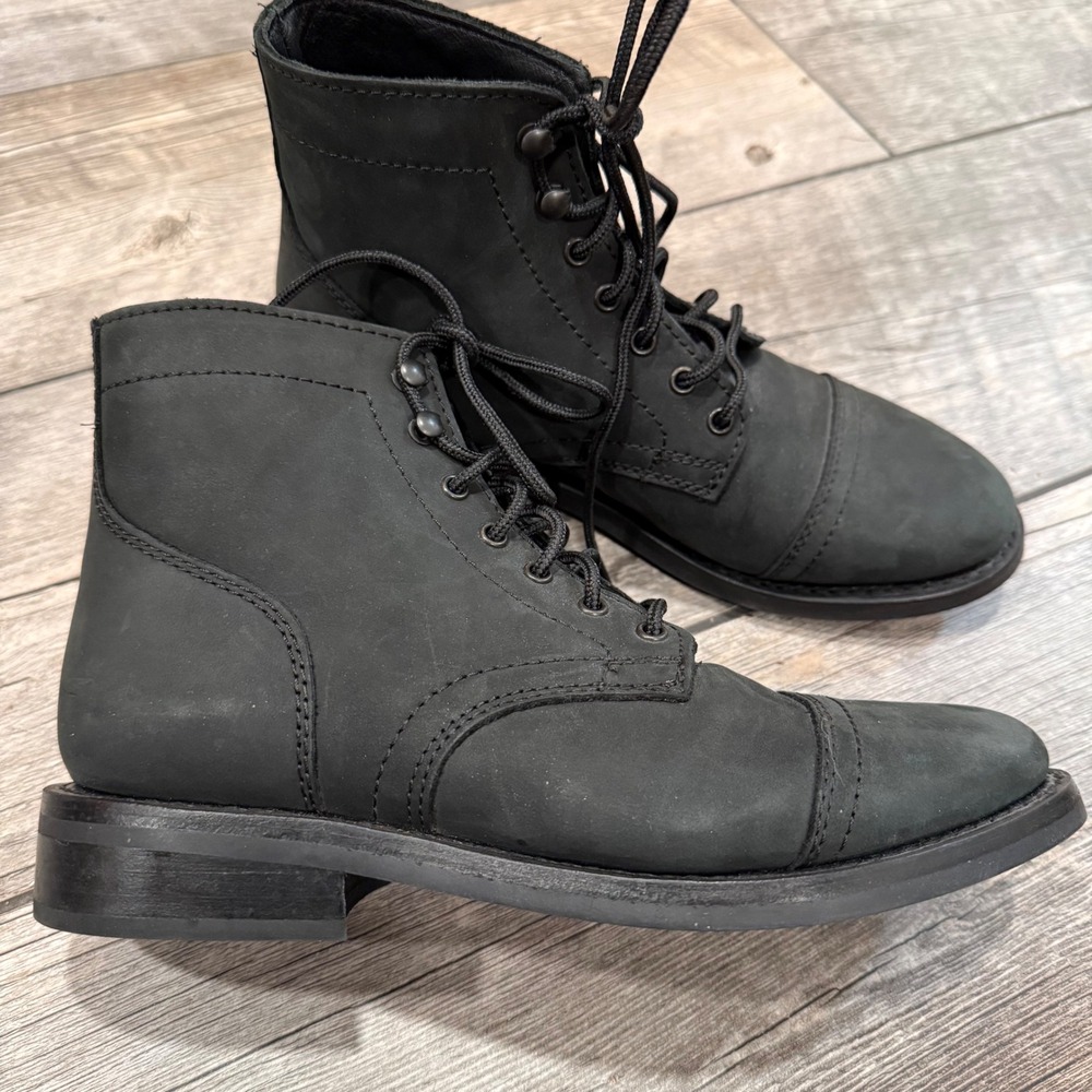 Thursday Boot Company Everyday Black Lace Up Leather Boots Women 8 Handmade